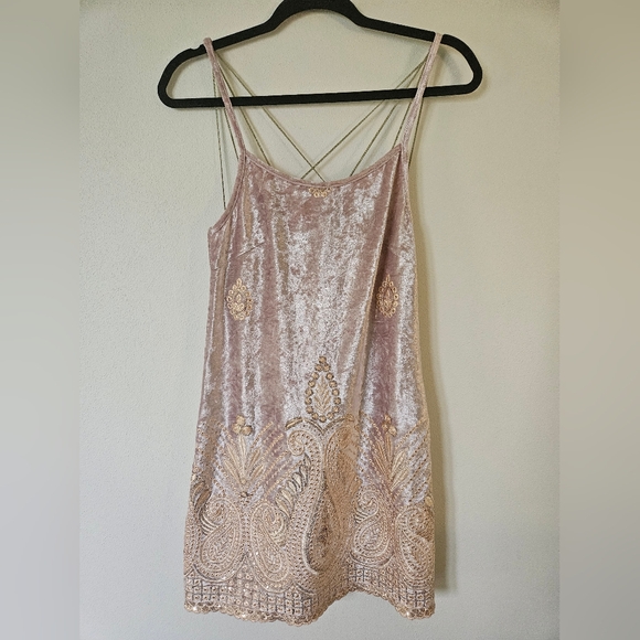 Free People × Lenni Embroidered Strapy Mini Dress Small - Picture 3 of 9